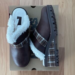 Muk Luks Brown and Cream Fur-Lined Clogs